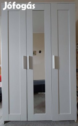 IKEA Brimnes szabadonálló gardrób ruhásszekrény fehér 3 ajtós tükörrel