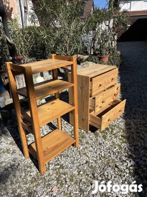 IKEA Ivar tömör fenyő polcrendszer és 3-fiókos szekrény