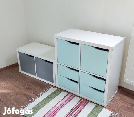 IKEA Kallax 2 részes szett polcos és fiókos betétekkel Újszerű
