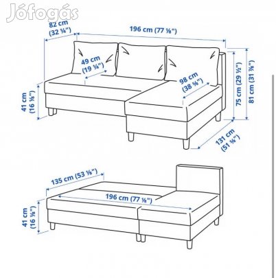 IKEA L alakú ágyazható kanapé