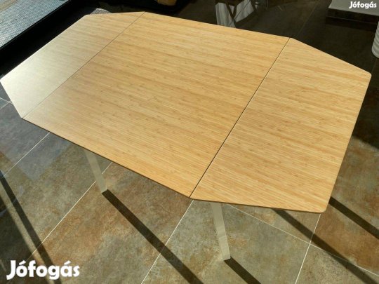 IKEA Lehajtható lapú asztal, bambusz/fehér, 74/106/138x80 cm