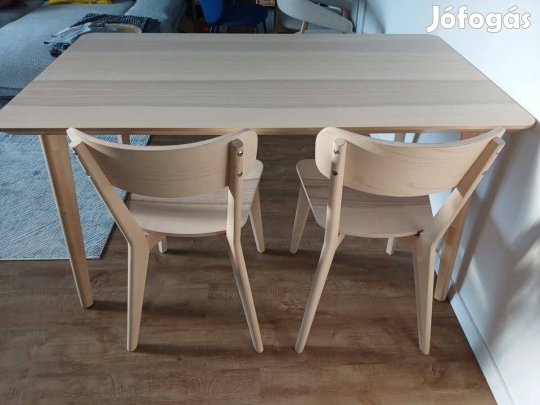 IKEA Lisabo asztal, kőris furnér 140x78 cm + 2 db Lisabo szék