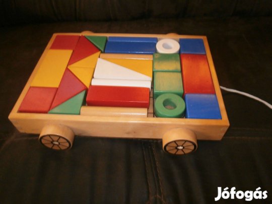 IKEA Mula fa építőjáték gurulós kocsival