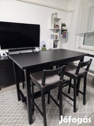 IKEA Nordviken fekete bárasztal +4szék