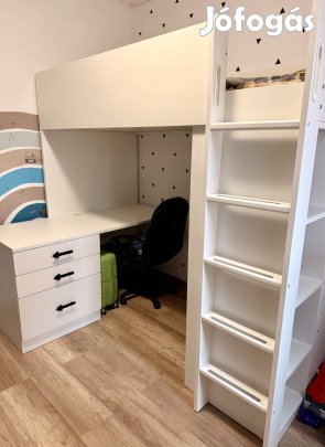 IKEA Smastad galériaágy matraccal íróasztallal szekrénnyel