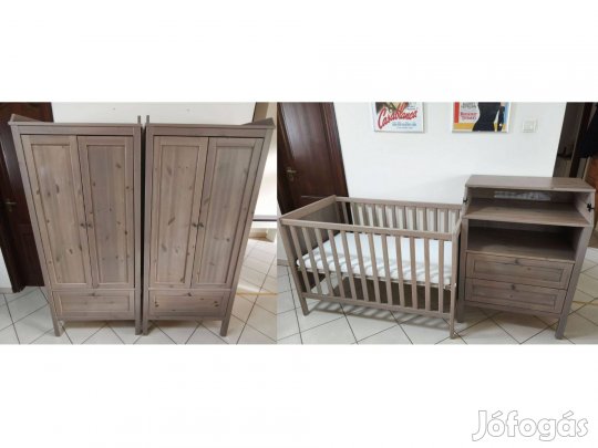 IKEA Sundvik babaágy, pelenkázó és szekrény garnitúra