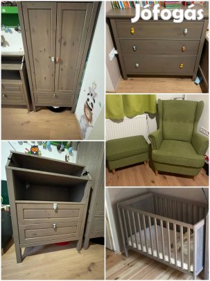 IKEA Sundvik bababútor szett + Strandmon fotel + Hemnes komód