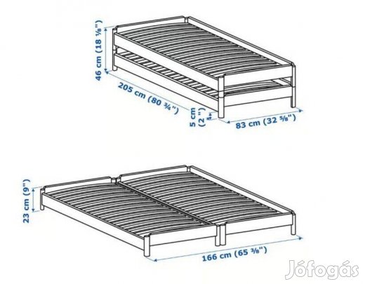 IKEA Utaker ágy matracokkal együtt (80x200 vagy 160x200)