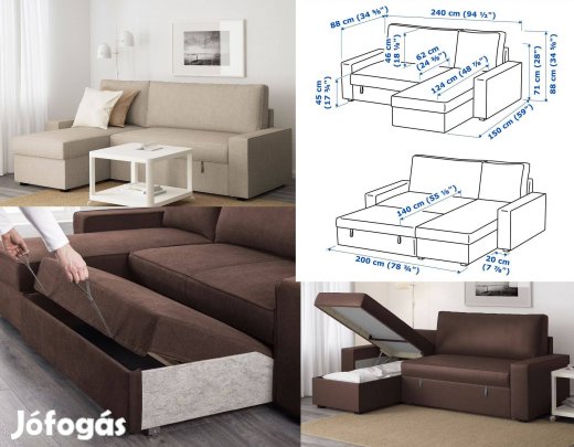 IKEA Vilasund L alakú kanapé-ágy új huzattal ülőgarnitúra