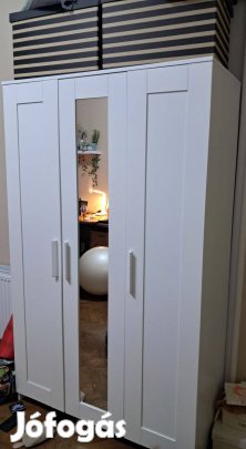 IKEA, Brimnes3 ajtós gardrób, tükörrel fehér, 117x50x190 cm eladó