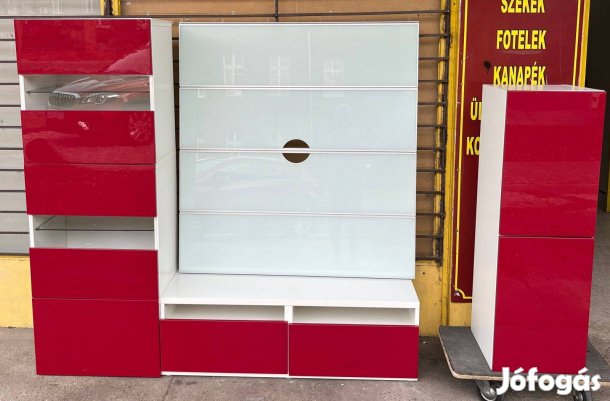 IKEA besta piros-fehér nappali szekrénysor