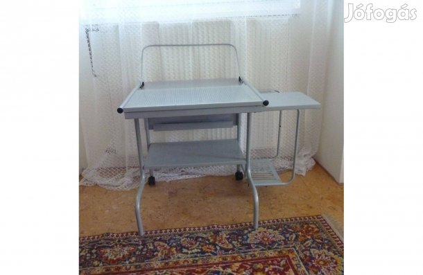 IKEA fém gurulós laptop nyomtató asztal íróasztal szürke