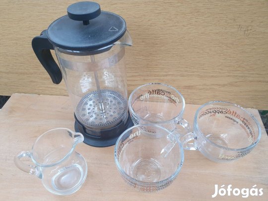 IKEA kávé - tea készítő, kávéfőző -1 l + csészék, tejkiöntő
