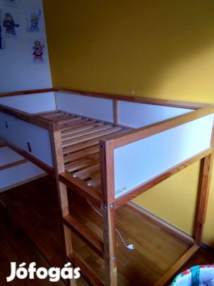 IKEA megfordítható ágy, fehér/fenyő, 90x200 cm