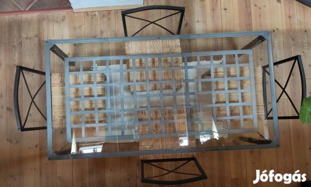 IKEA üveg és fém étkezőasztal és hozzá tartozó 4 db szék