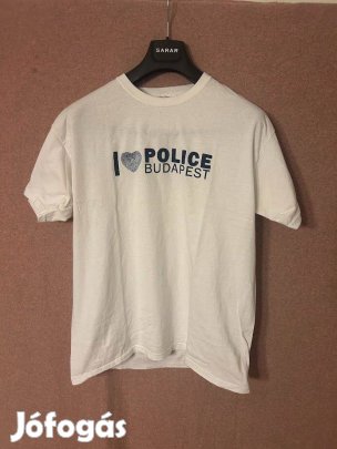 I Love Police Fehér póló XL-s Fruit of the loom