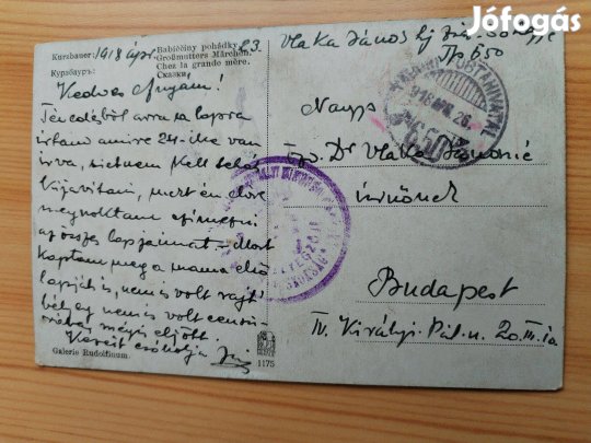 I.VH Katonai fellülbélyegzett 1918-as képeslap V