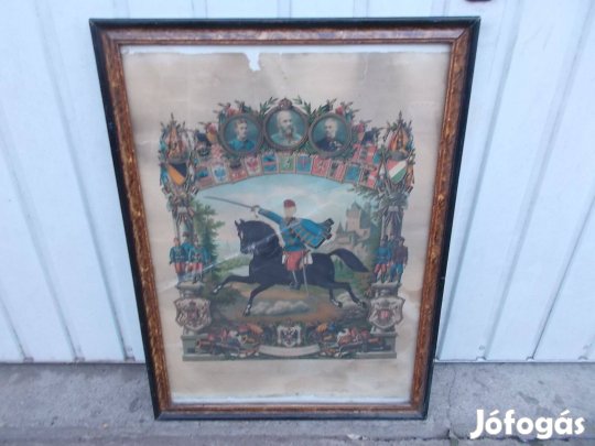 I. világháborús katonai obsit keretezve üvegezve