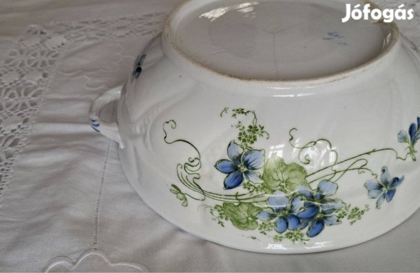 Ibolyás pogácsás tál + ajándék ibolyás fali tányér