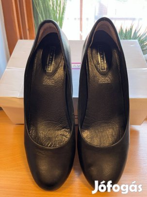 Igazi bőr fekete magas sarkú cipő 38