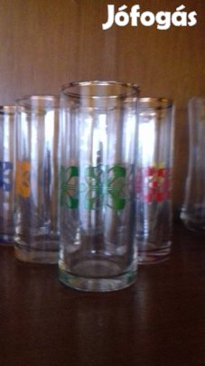Igazi retro 6db-os üveg pohárkészlet kb 2dl-es