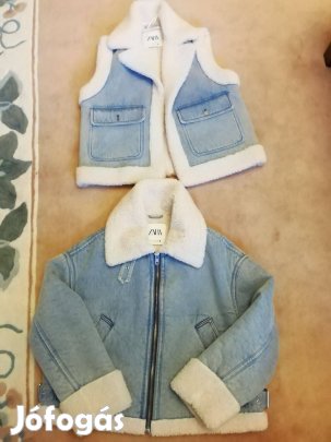 Igényeseknek! L/M-es Zara férfi farmermellény és kabát bundabélésűúj!