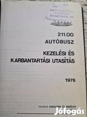 Ikarus kezelési és karbantartási utasítás eladó