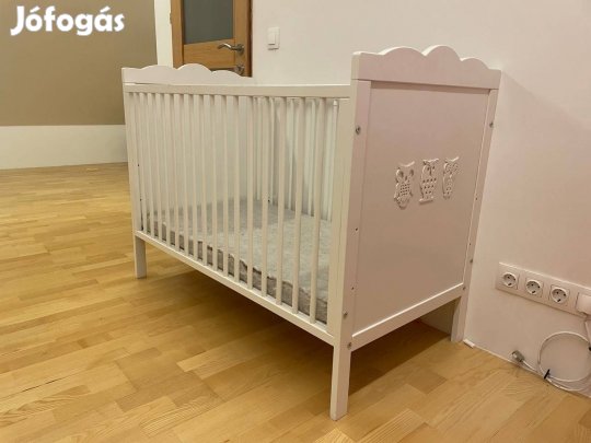 Ikea 60x120-as fehér babaágy kókuszmatraccal eladó