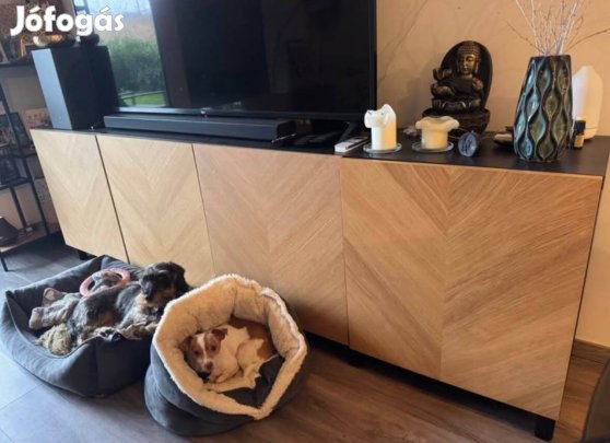 Ikea Besta TV szekrény, fekete fa - 4 részes