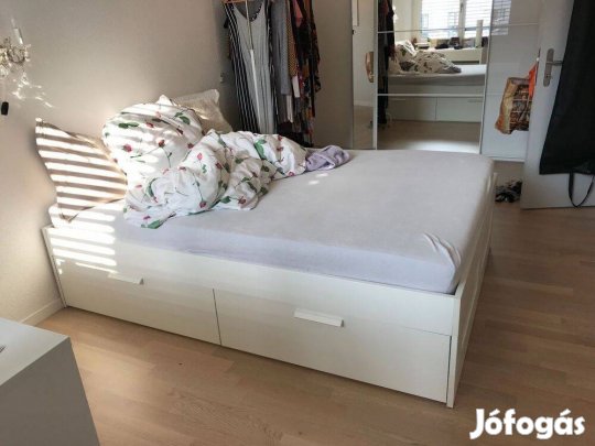 Ikea Brimnes 4-fiókos franciaágy 160x200+ágyrács+matrac
