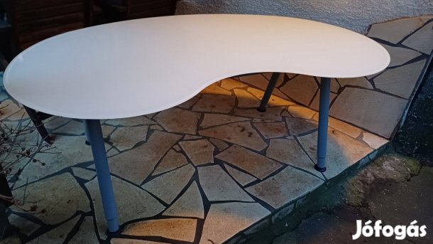 Ikea Galant fehér üveg íróasztal, PC asztal, irodai asztal, állítható