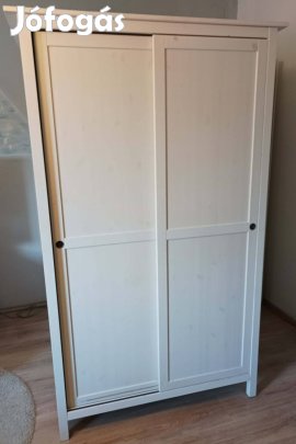 Ikea Hemnes fehérre pácolt tolóajtós szekrény