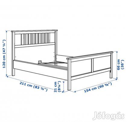 Ikea Hemnes franciaágykeret + ágyrács 140x200 