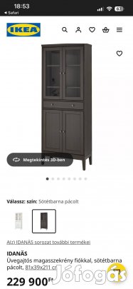 Ikea Idanas tömörfa üvegajtós magasszekrény