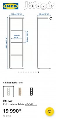 Ikea Kallax 1x4 fehér