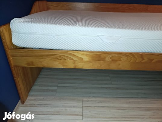 Ikea Lönset ágyrács Abygda matrac 90*200, fenyő ágykerettel