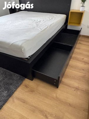 Ikea Malm 2-fiókos franciaágy 140x200+ágyrács+matrac