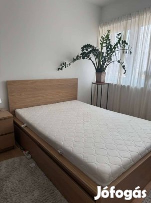 Ikea Malm 2-fiókos tölgy franciaágy 140x200+ágyrács (matrac nélkül)