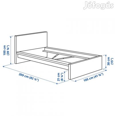 Ikea Malm 90x200 ágykeret + ágyráccsal