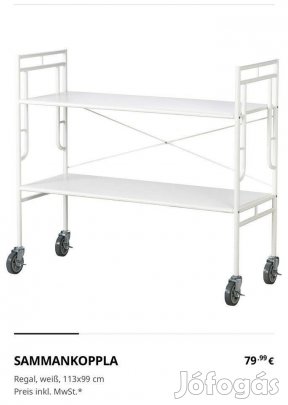 Ikea Sammankoppla gurulós Fém polc 40x99x113 cm Új