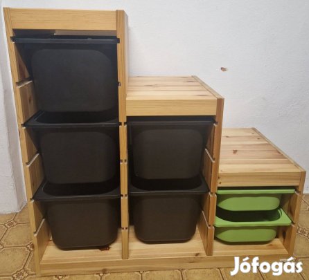 Ikea Trofast fenyő tároló, dobozokkal