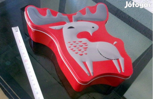 Ikea karácsonyi pléh doboz szarvasos fém kekszes doboz Újpest központ