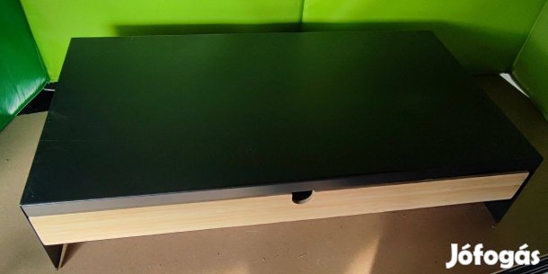Ikea monitortartó, fiókos kis tároló polc akár konyhába is fekete bamb