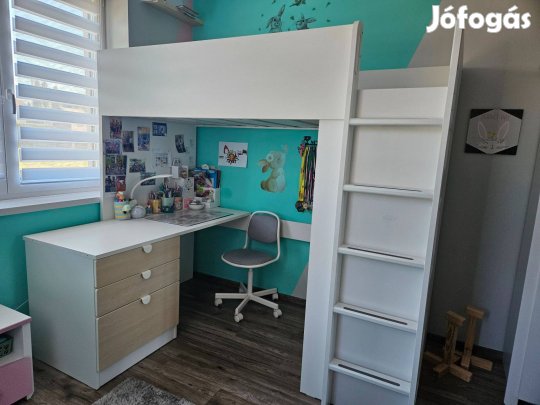 Ikea samstad galériaágy, matrac, írósztal, szekrény