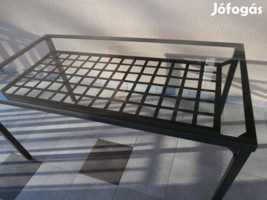 Ikea üveglapos étkezőasztal fém vázzal 150 x 78 cm