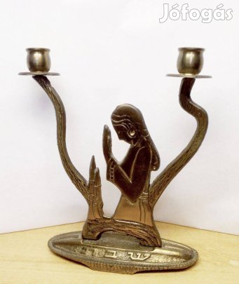 Imádkozó alakos bronz gyertyatartó a távolkeletről