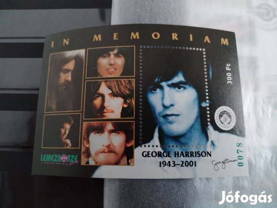 In Memorian George Harisson Hátlapi felirattal zöld sorszámma
