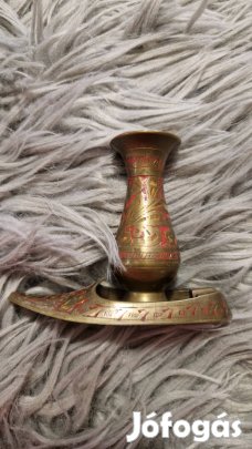 Indiai réz cipő, váza dísztárgy 