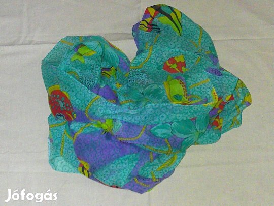 Indiai tengerkék, tengeri hal mintás strandkendő, stóla, textil terítő