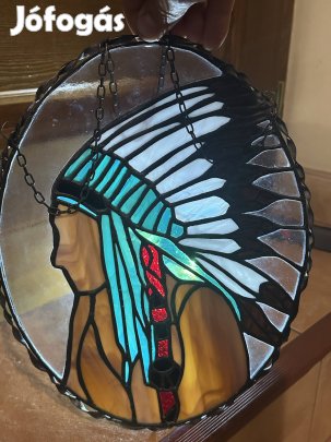 Indiánt a ábrázoló Tiffany falikép